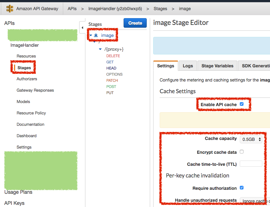 API Gateway Cache